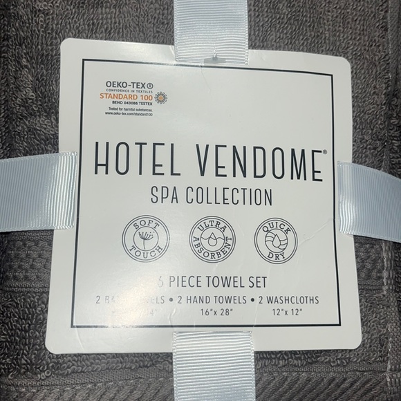 Hotel Vendome Spa Collection 100% Cotton 6-Piece Towel Set Bath Hand Washcloth - Picture 3 of 8